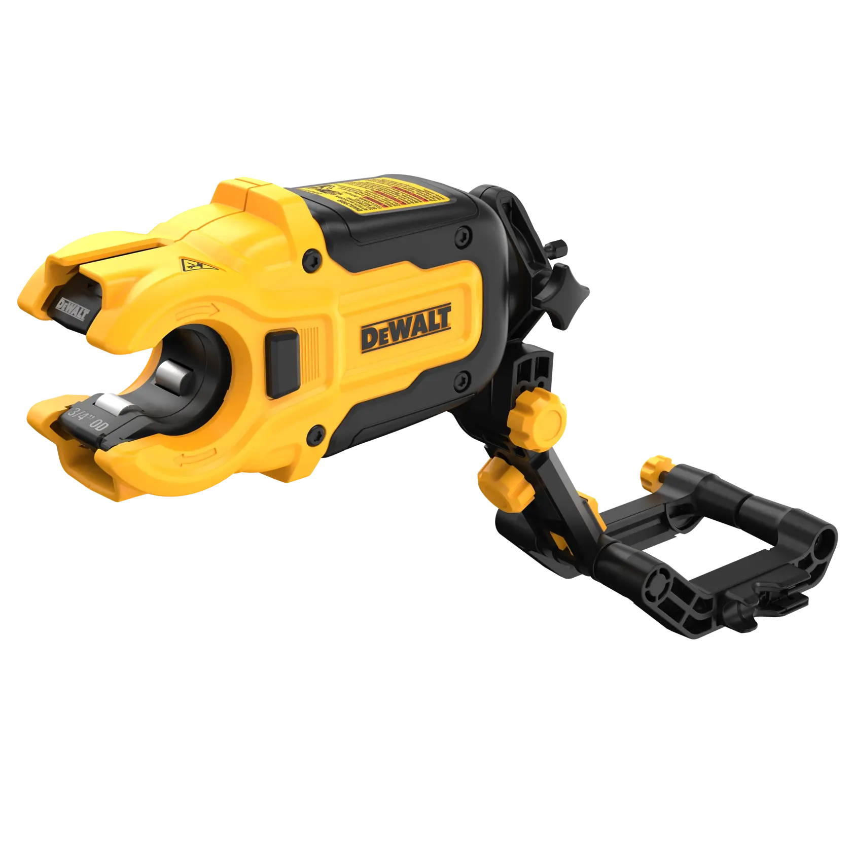 Una herramienta cortadora de cables DEWALT con carcasa amarilla y negra y mango ajustable, diseñada para uso profesional.