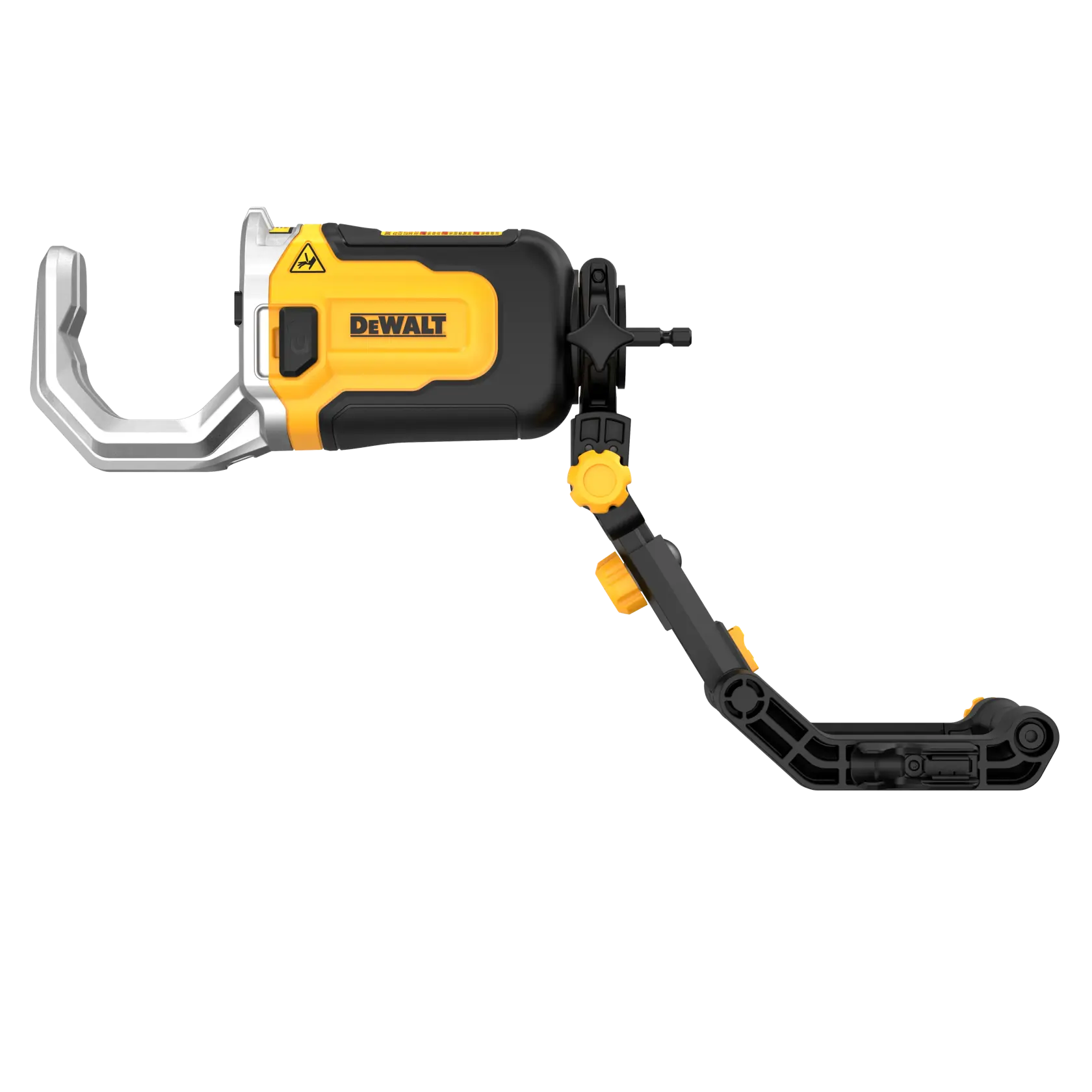 Cortador de tubos PVC DEWALT con mango ajustable negro y amarillo, vista lateral.